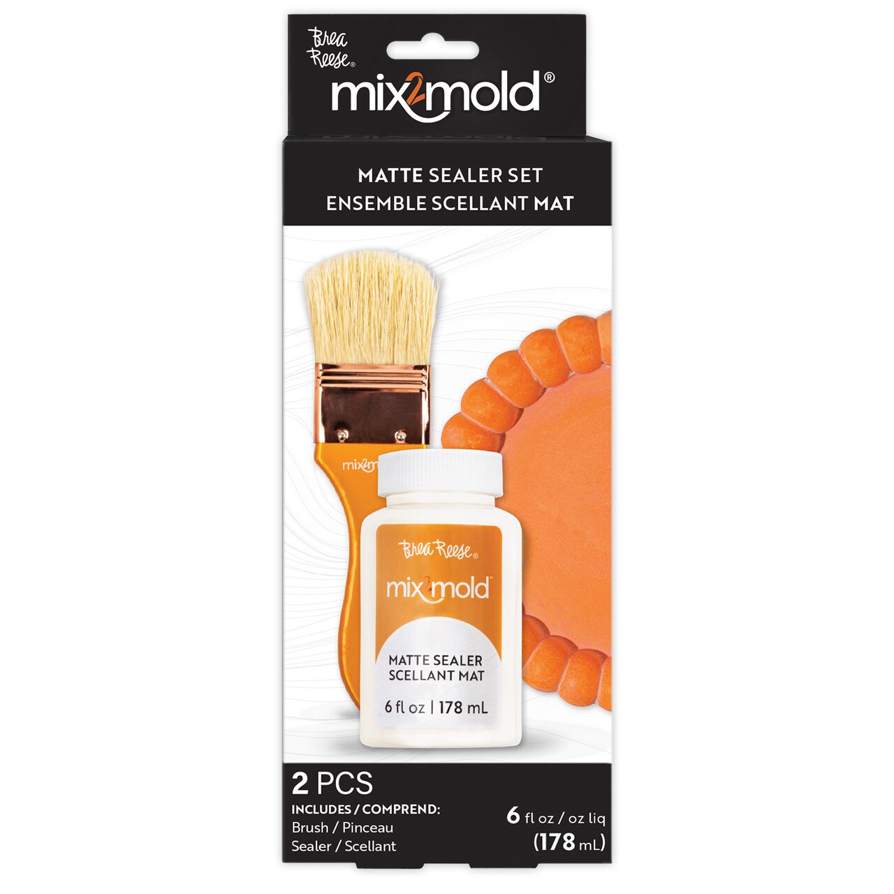 Brea Reese: Mix2Mold Matte Sealer - 6 fl oz (178 ml) - Application Brush - For Resin-Ceramic Resin-EcoResin Craft Projects, Indoor/Outdoor Use Sealer